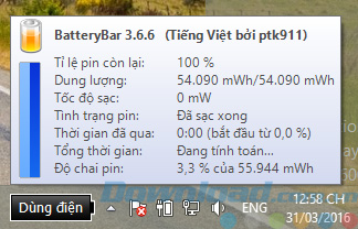 Giao diện BatteryBar