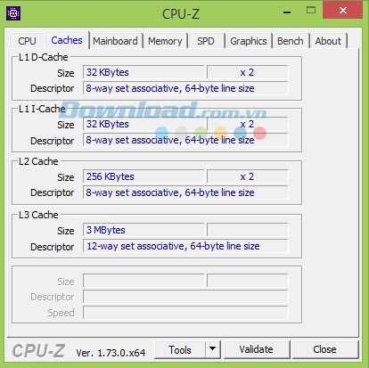 Tab bộ đệm CPU-Z