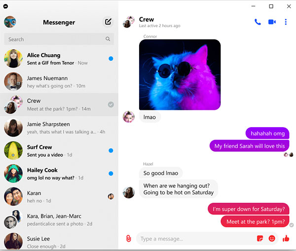 Messenger cho PC có tính năng tương tự phiên bản trực tuyến và di động