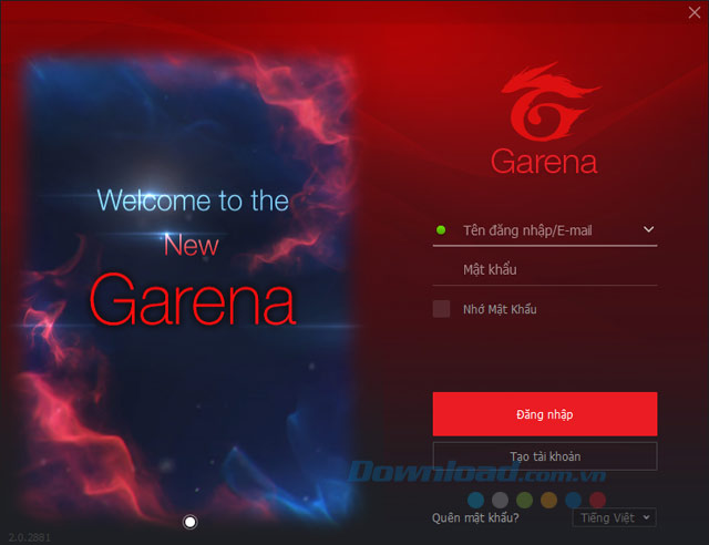 Đăng nhập vào Garena 2.0