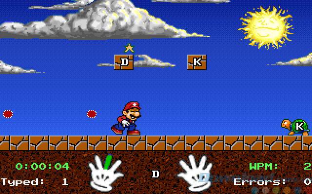 Giao diện luyện gõ phím Smash & Dash của Mario