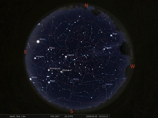 Toàn cảnh bầu trời và các vị trí chòm sao Dải Ngân hà trên Stellarium