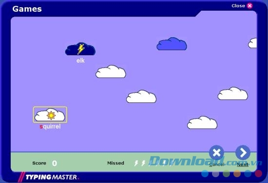 Typing Master 10 chứa nhiều trò chơi rất thú vị và bổ ích