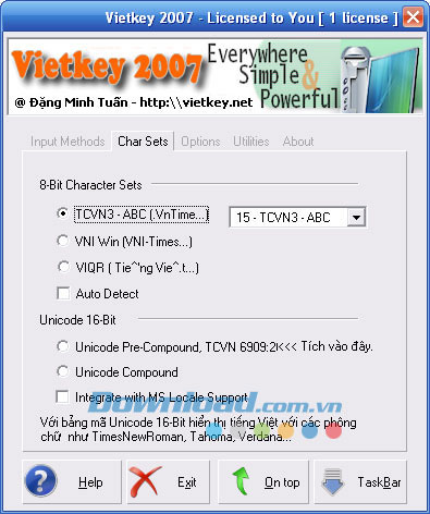 Download VietKey 2007 - hỗ trợ nhiều kiểu gõ khác nhau