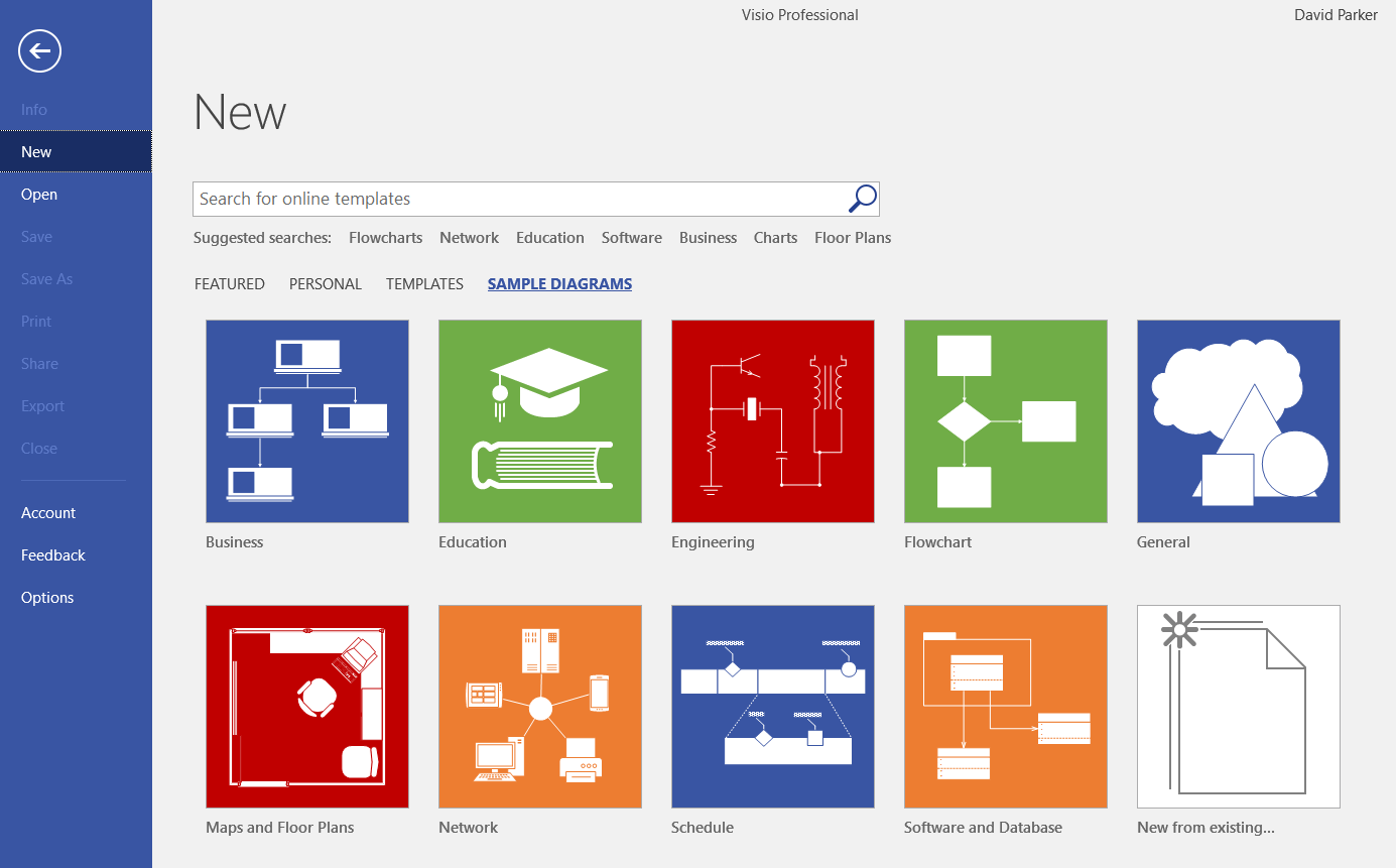 Mẫu sơ đồ có sẵn trên Microsoft Visio Professional